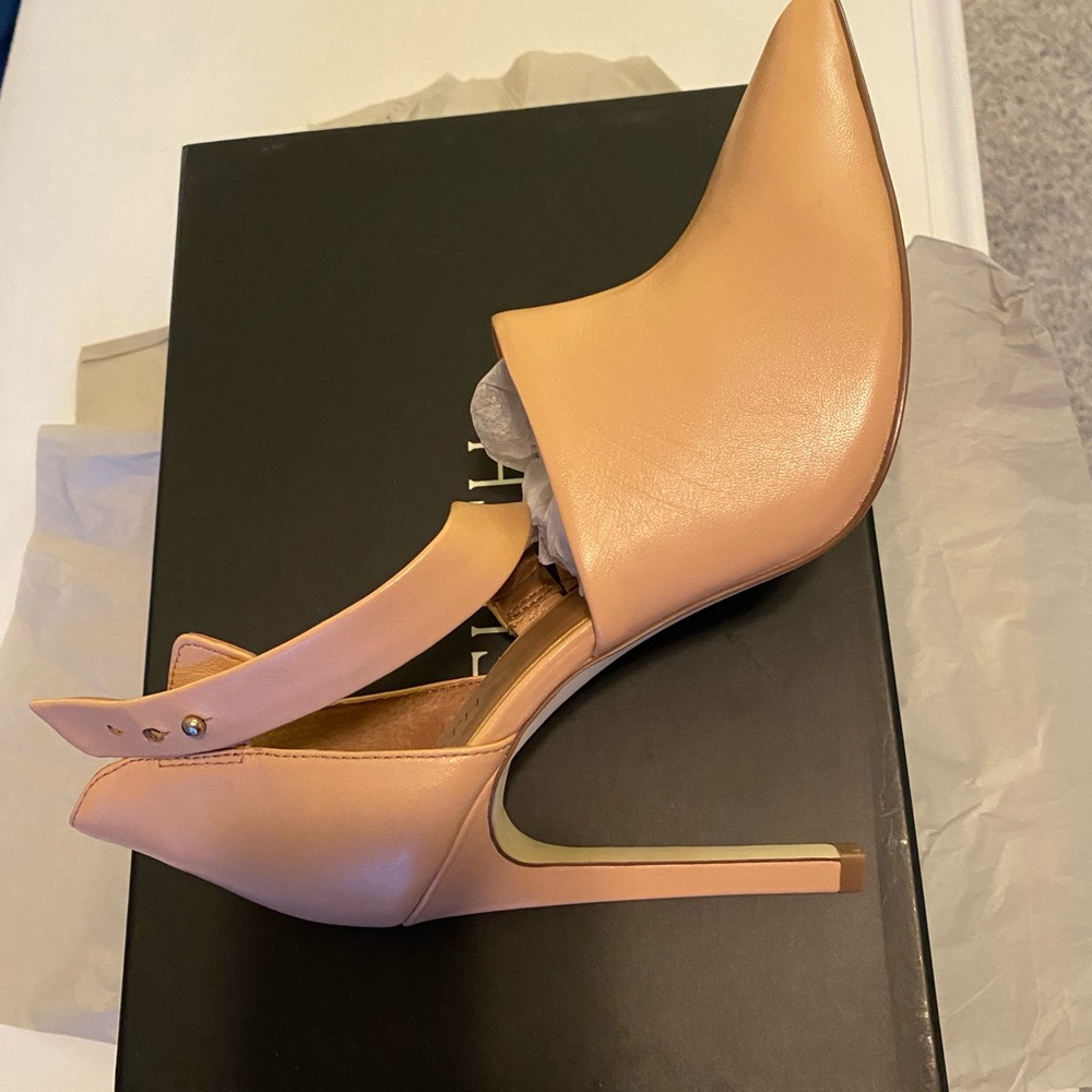 Blush Leather Firth Layne Asymmetrical Pumps